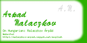arpad malaczkov business card