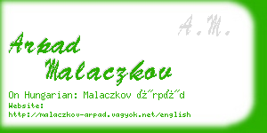 arpad malaczkov business card